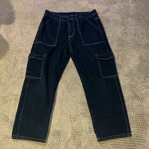 SHEIN Contrast Stitching Cargo Jeans